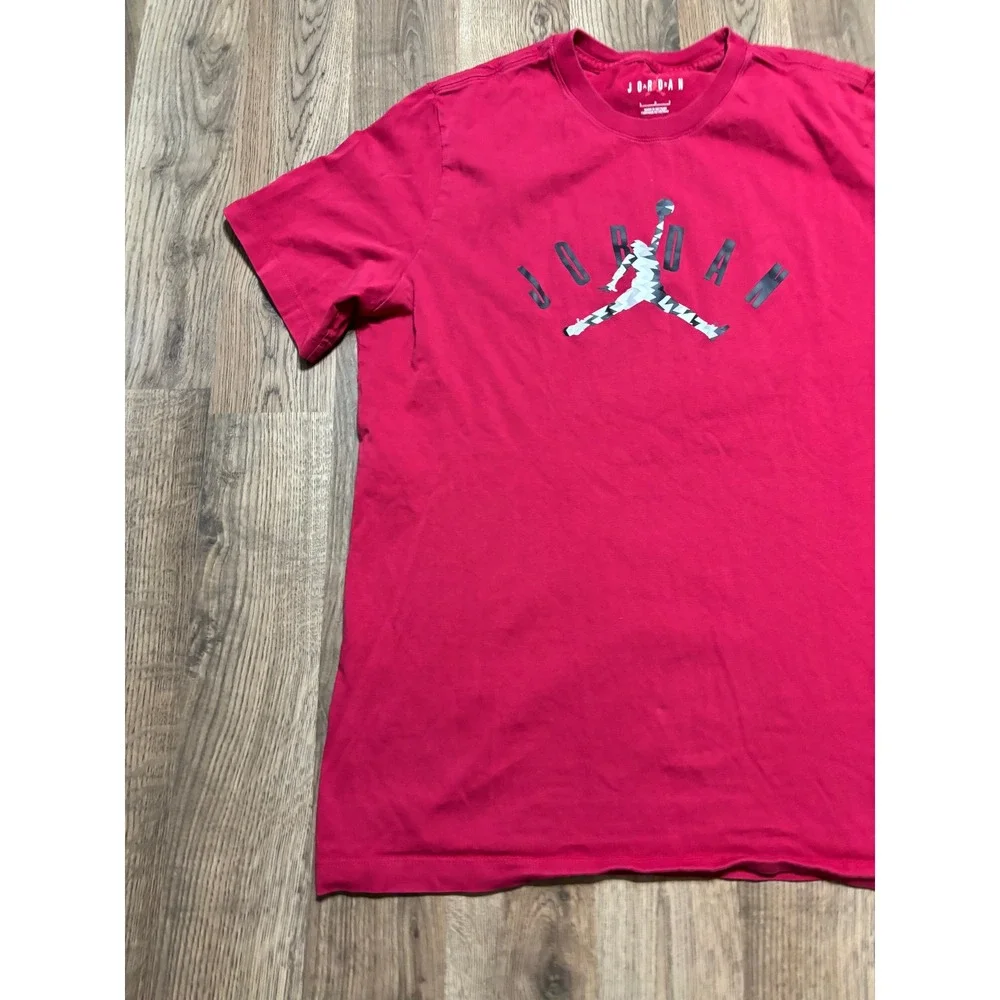 Jordan Shirt Men Size Large Red Jumpman Graphic Short Sleeve Cotton